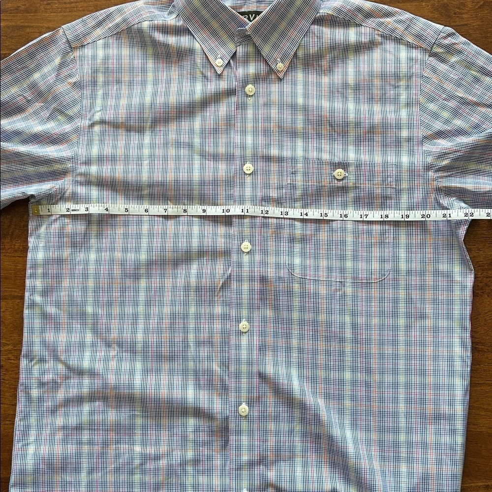 Orvis mens bright colors crisp plaid pinstripe button down dress shirt size M - Picture 4 of 8
